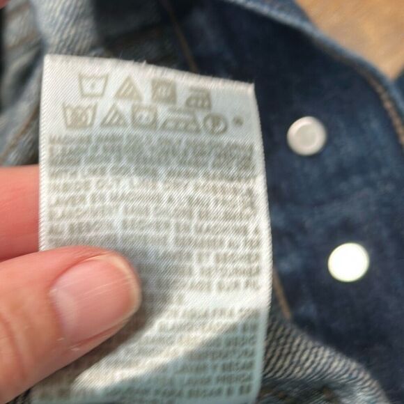 Levi’s Denim Womens Trucker Jacket Flower Tag size L Large Medium Wash - Picture 8 of 9